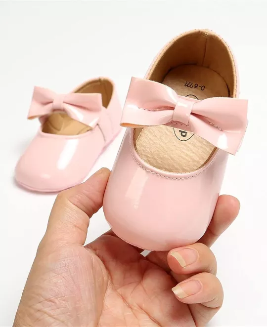Metallic bow mary-jane shoes for baby girls