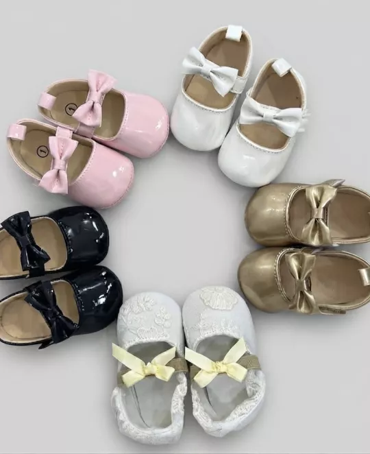Metallic bow mary-jane shoes for baby girls
