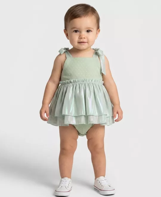 Baby Girls Romper Dress with Tulle Skirt