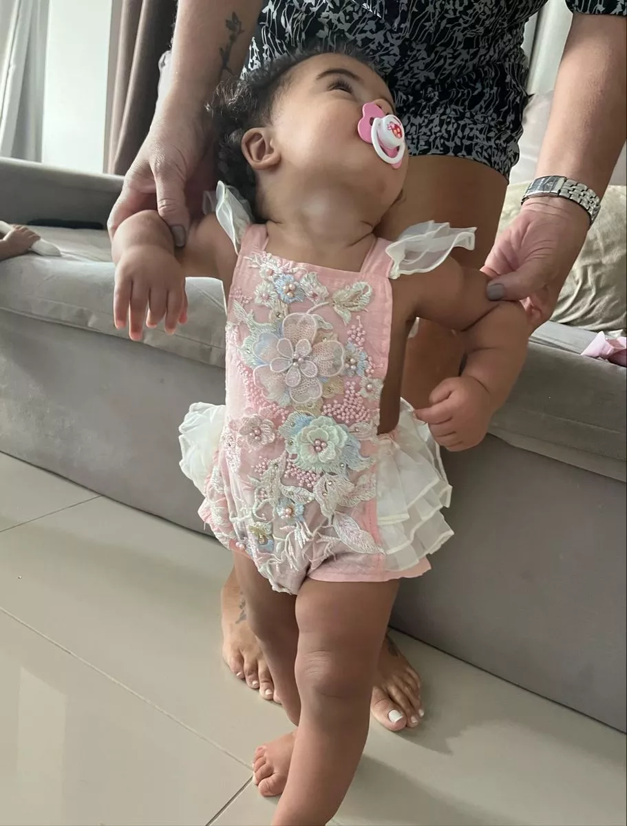 Infant Girls Embroidered Square Neck Body Suit