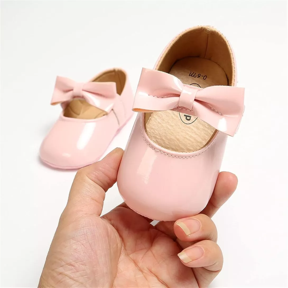 Metallic bow mary-jane shoes for baby girls