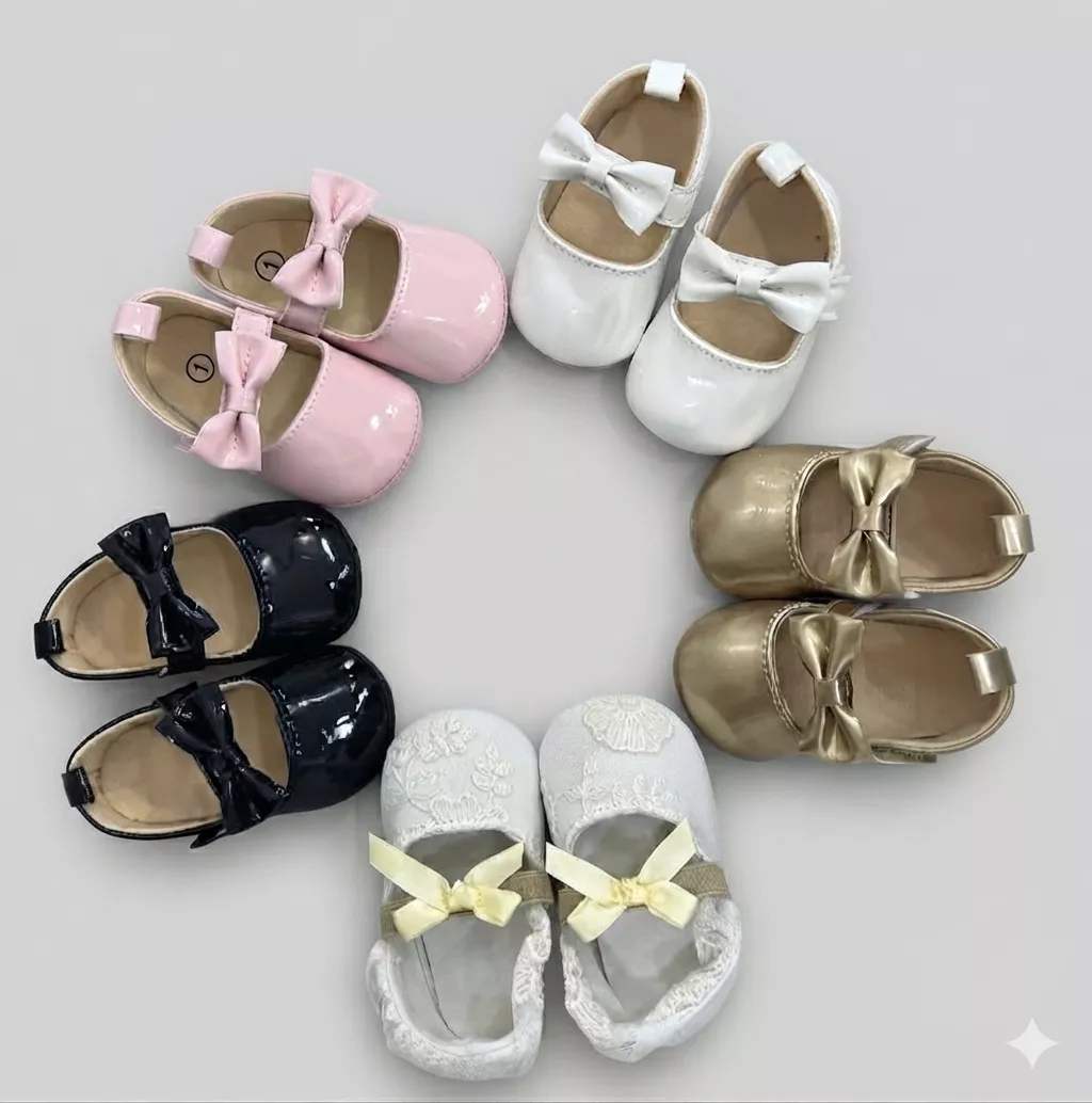 Metallic bow mary-jane shoes for baby girls