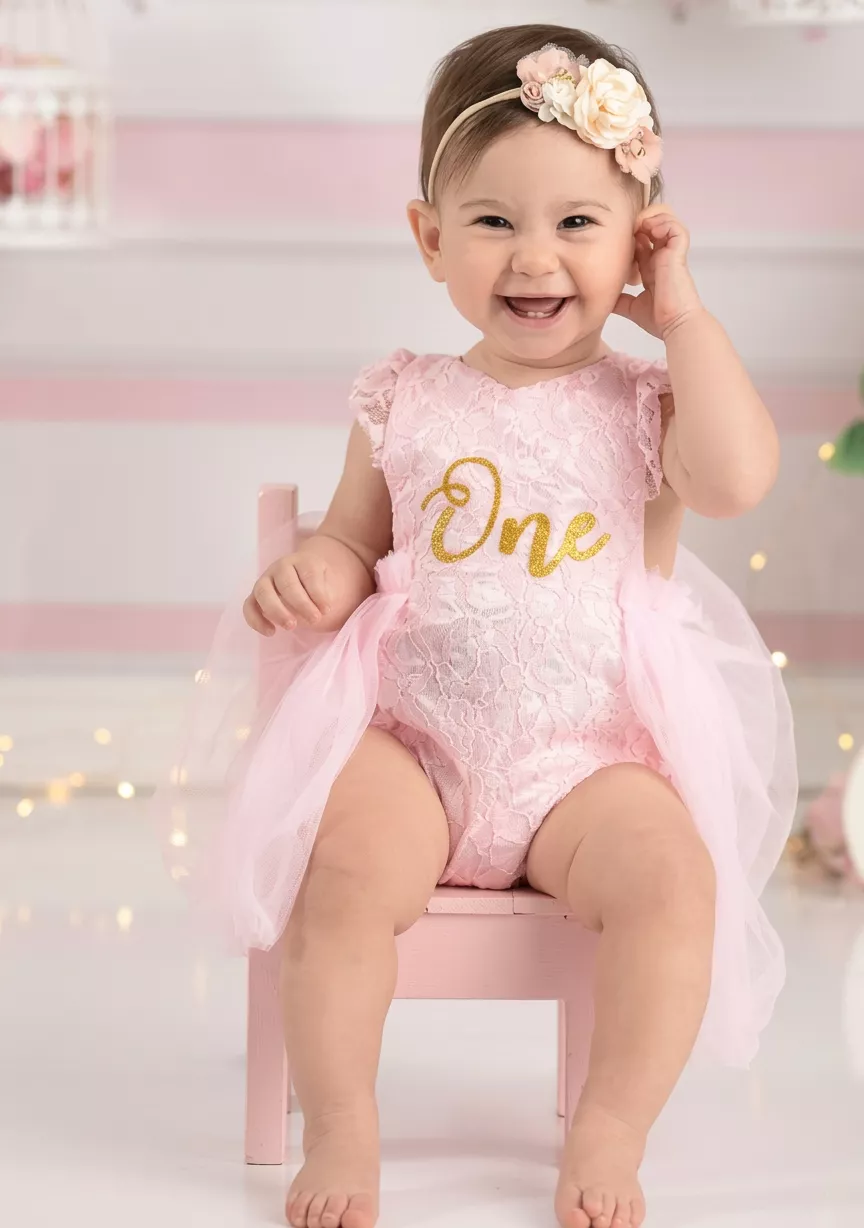Baby Girls One 1st Birthday Outfits Princess Lace Romper Tutu Dress Bodysuit Jumpsuit Party Dress