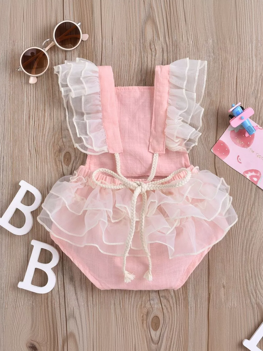 Infant Girls Embroidered Square Neck Body Suit