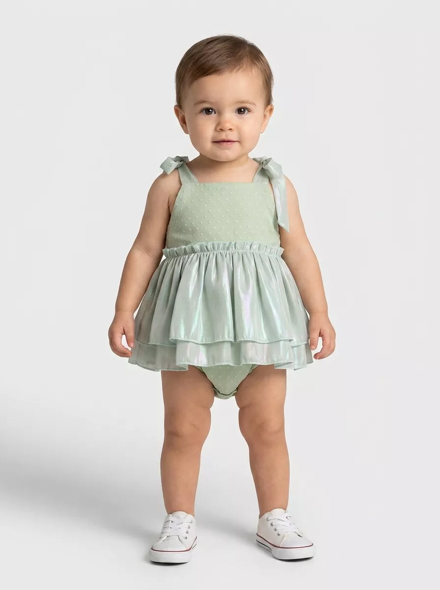 Baby Girls Romper Dress with Tulle Skirt